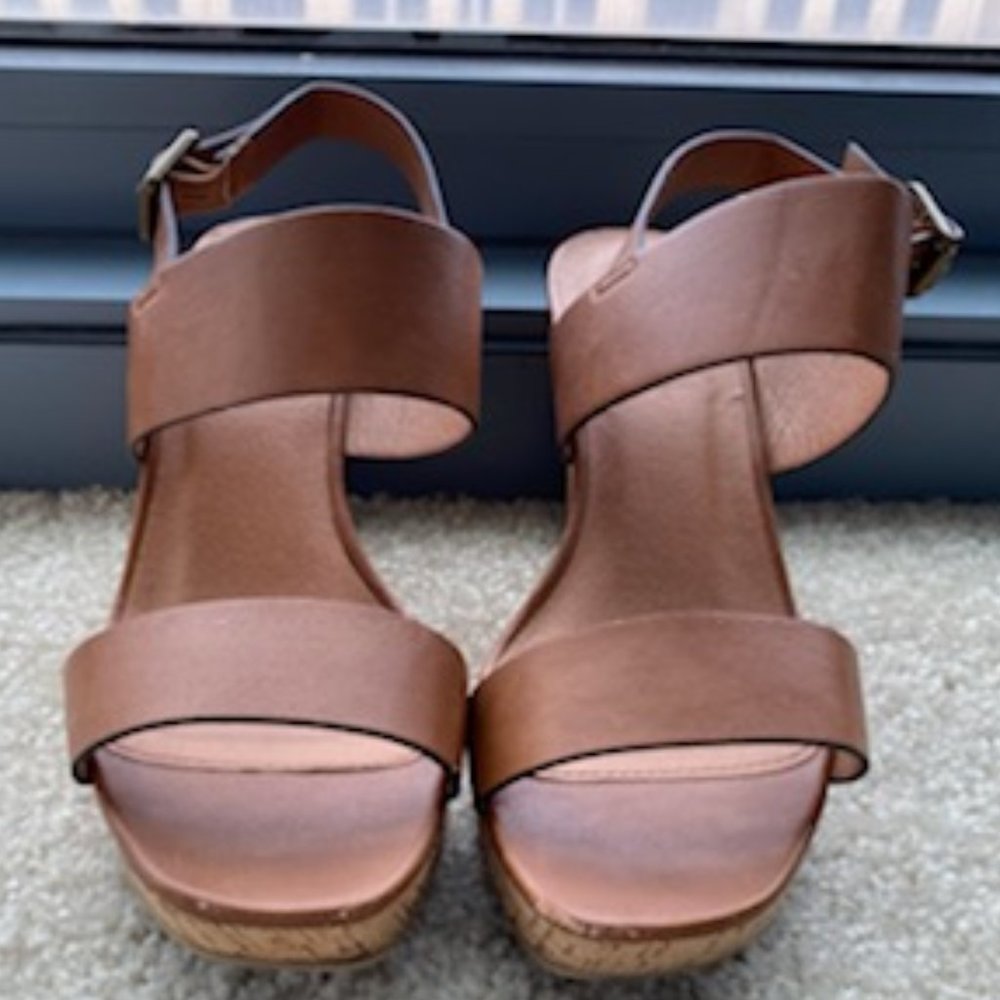 Cognac Wedge Sandals
